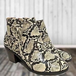 Mata Snakeskin Heel Ankle Booties
